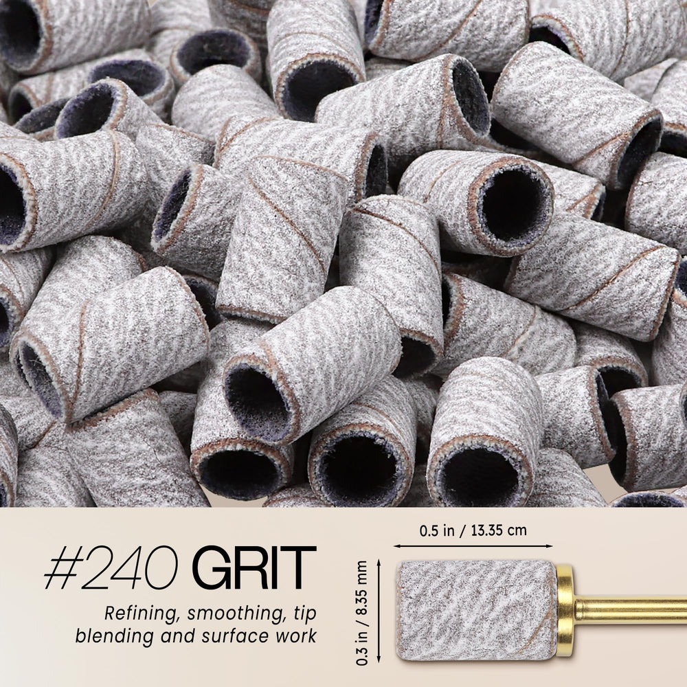PANA Zebra 240-grit band in use on nail drill.