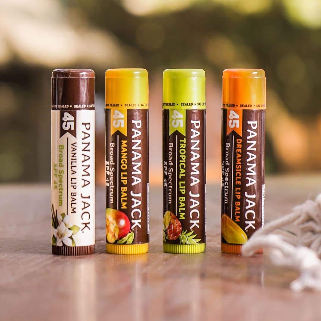 Pack de cuatro sabores Panama Jack bálsamo labial para variedad