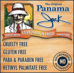 Panama Jack Sunscreen Tanning Lotion SPF 8 tropical fragrance note on label.