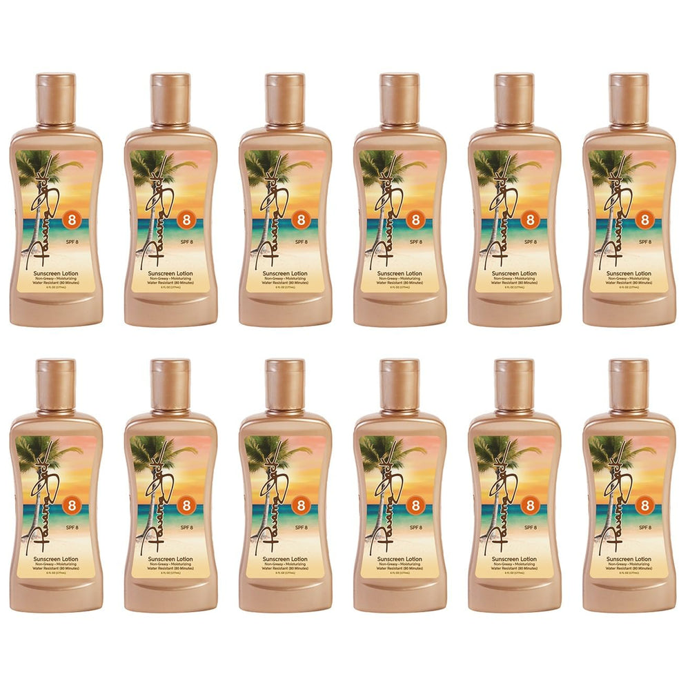 Panama Jack Sunscreen Tanning Lotion SPF 8 compact 6 oz packaging with logo.