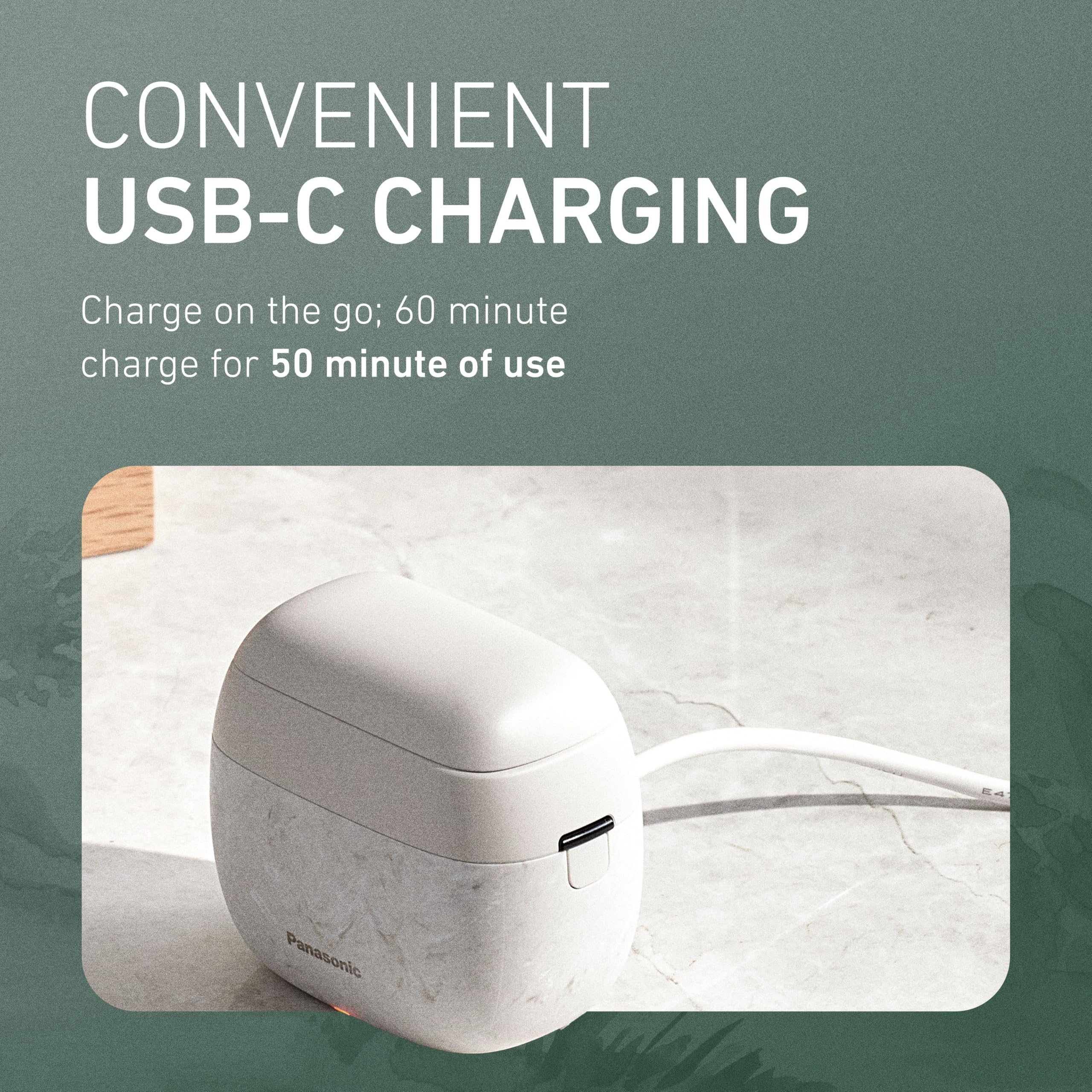 Panasonic ARC5 palm-sized shaver USB-C charging port for easy power on the go
