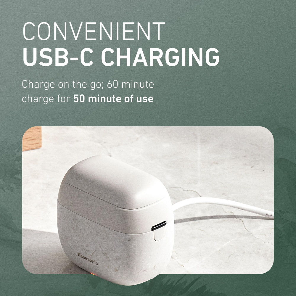 Panasonic ARC5 palm-sized shaver USB-C charging port for easy power on the go