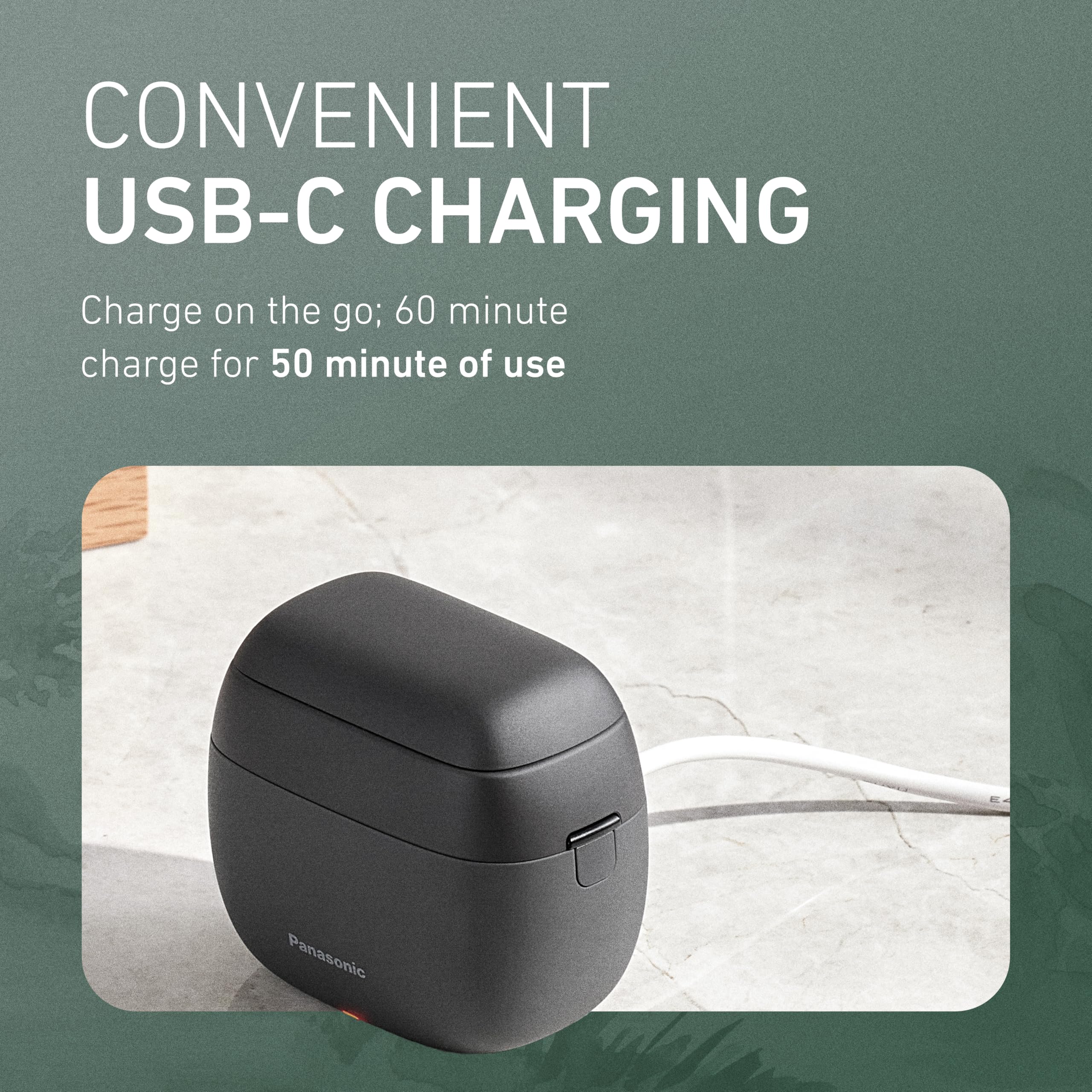 Panasonic ARC5 wet/dry-capable for gel-assisted or dry shaving.