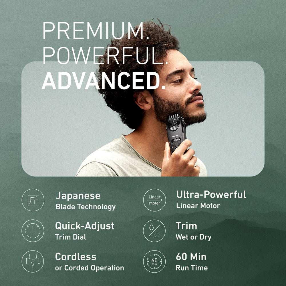 Adjustable dial with 19 settings enables custom beard styling on Panasonic trimmer
