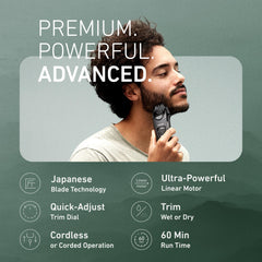 Adjustable dial with 19 settings enables custom beard styling on Panasonic trimmer