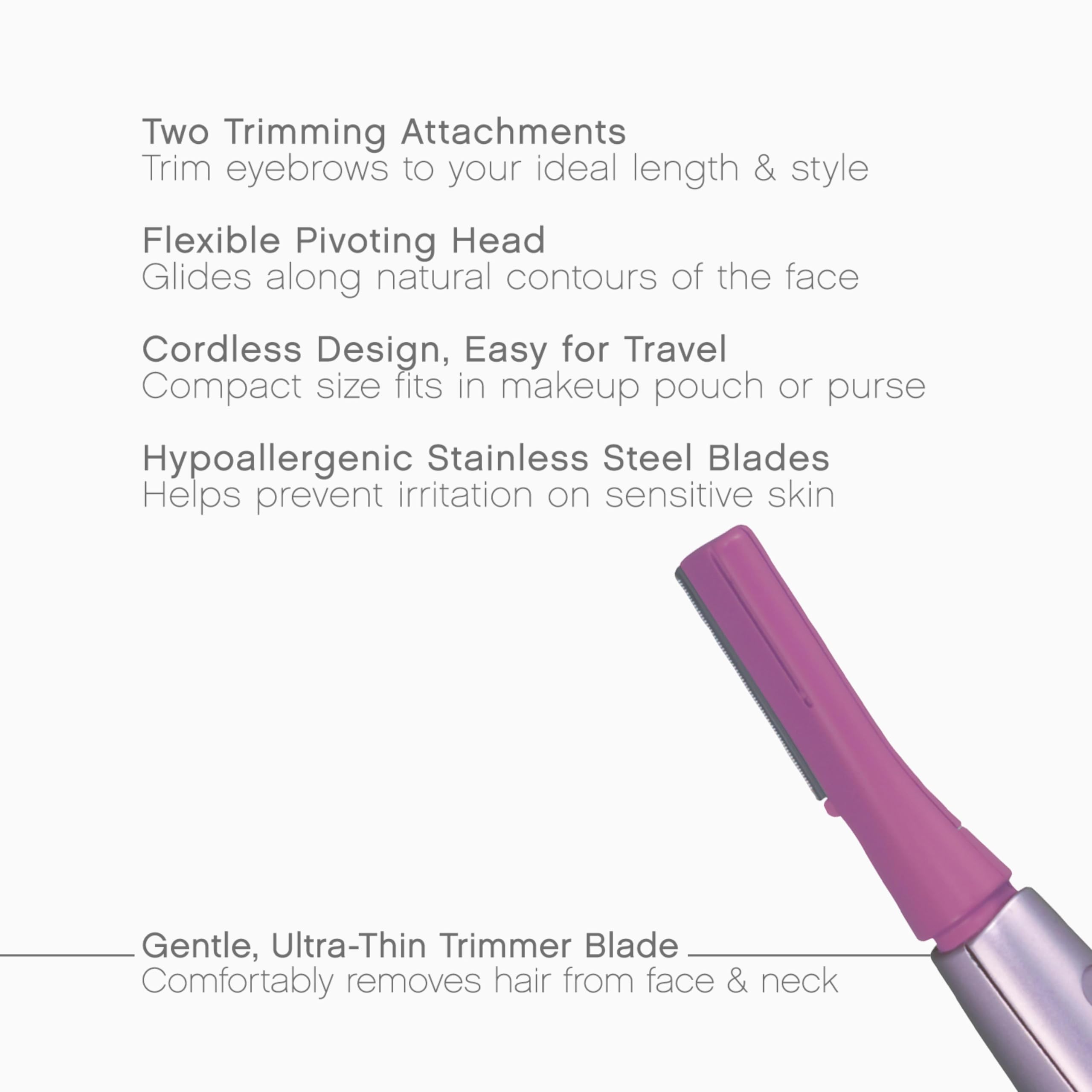 Panasonic brow trimmer attachments in two sizes for shaping brows.