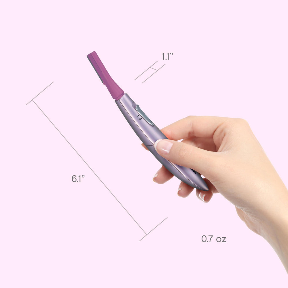 Panasonic compact travel-size groomer fits in a purse for on-the-go touch-ups.