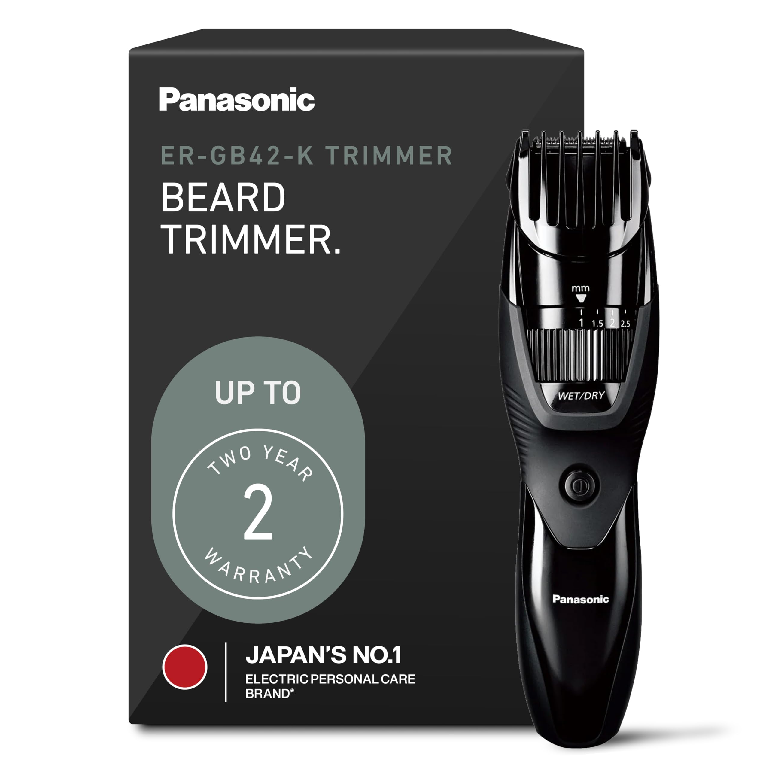 Panasonic ER-GB42-K dial shows 19 settings for precise length control.