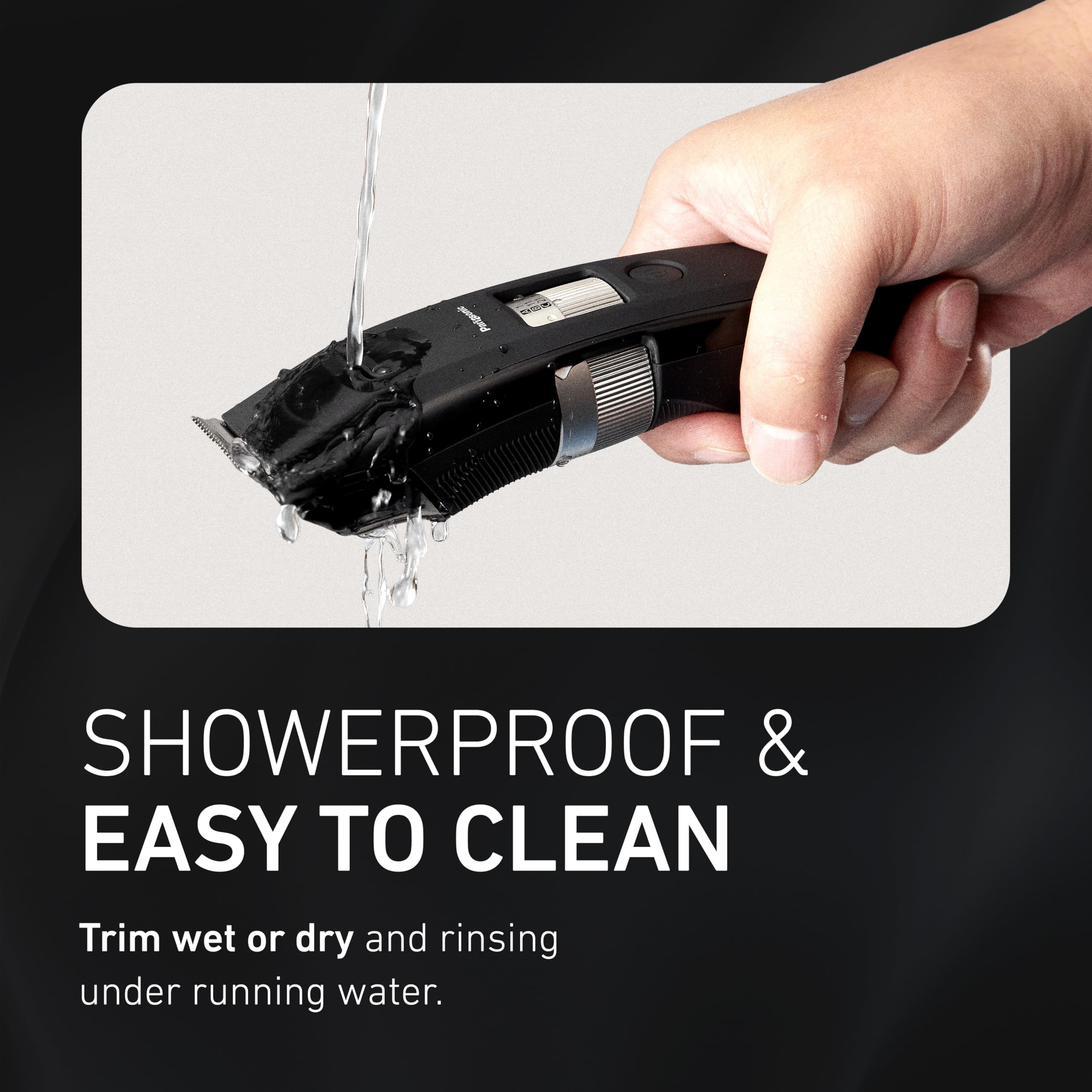 Cordless and corded operation for flexible Panasonic grooming sessions.