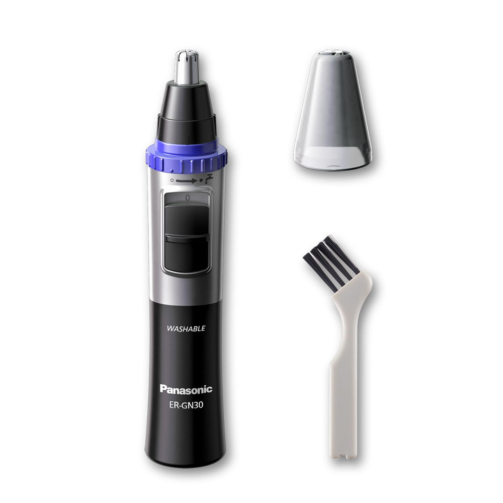 Panasonic ER-GN30-K hypoallergenic stainless blades for gentle trimming.