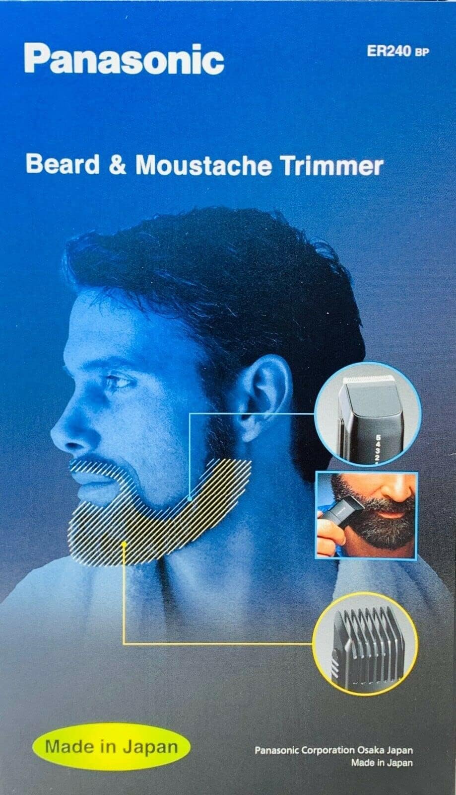 Panasonic ER240B includes cleaning brush and mustache comb for easy maintenance
