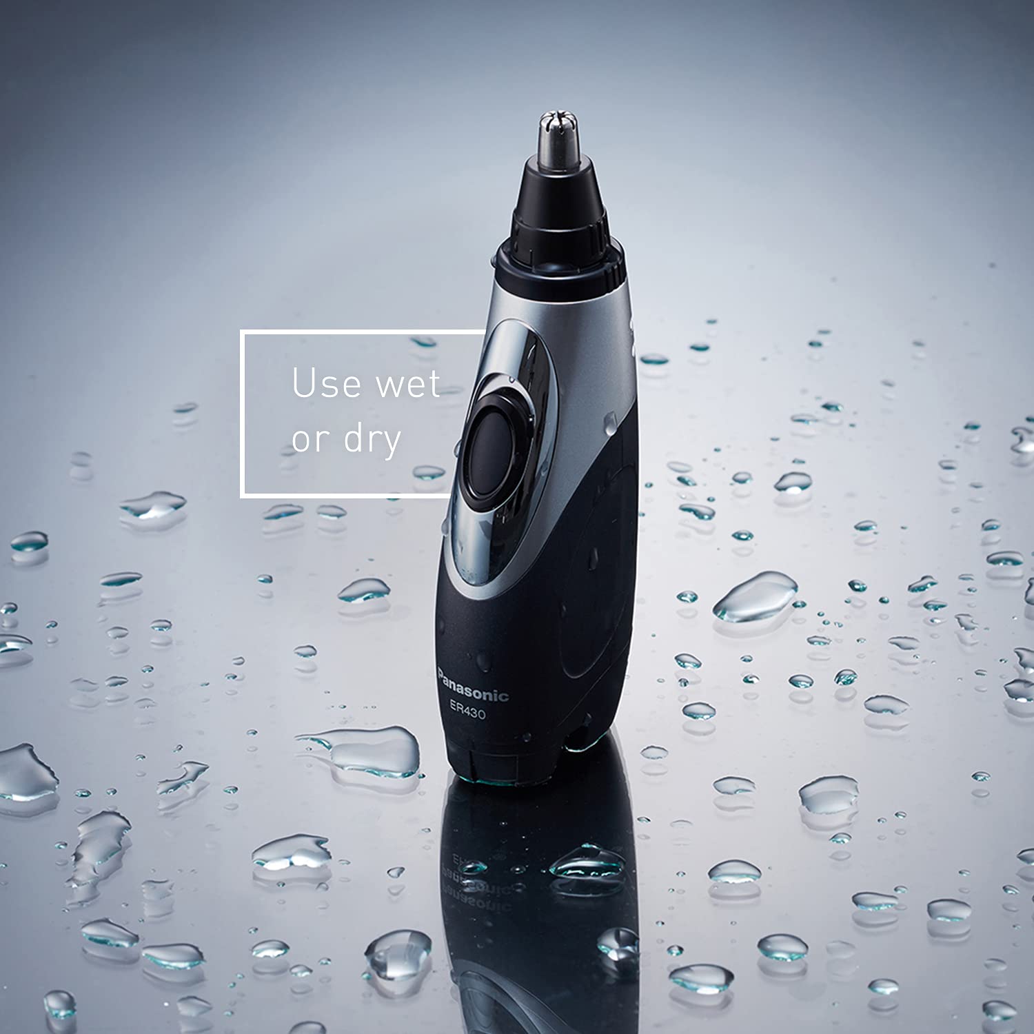 Panasonic ER430K AA battery operation enables cordless grooming.