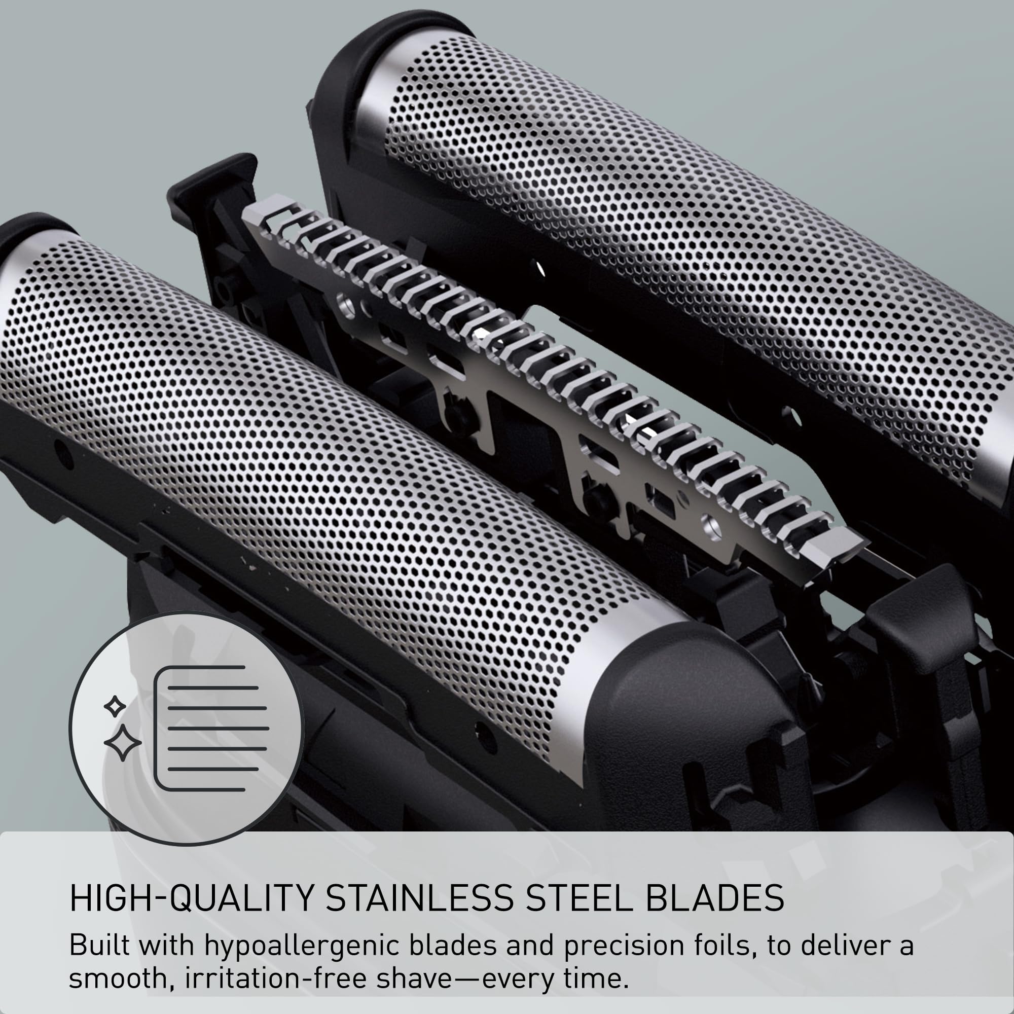 Panasonic ES-CM3A-K three-blade system delivers smooth shaving.