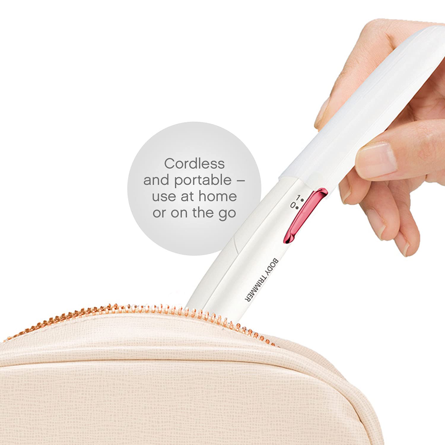 Panasonic ES-WR50-P portable pen-design fits in any bag for travel grooming.