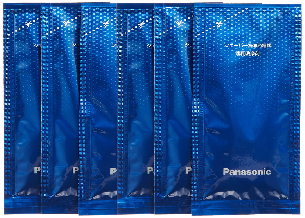 Panasonic LAMDASH shaver cleaner set with six bottles for routine maintenance.
