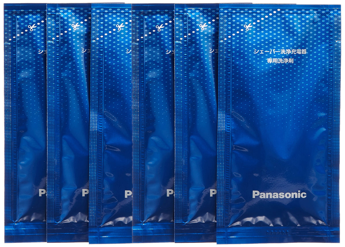 Panasonic LAMDASH shaver cleaner set with six bottles for routine maintenance.