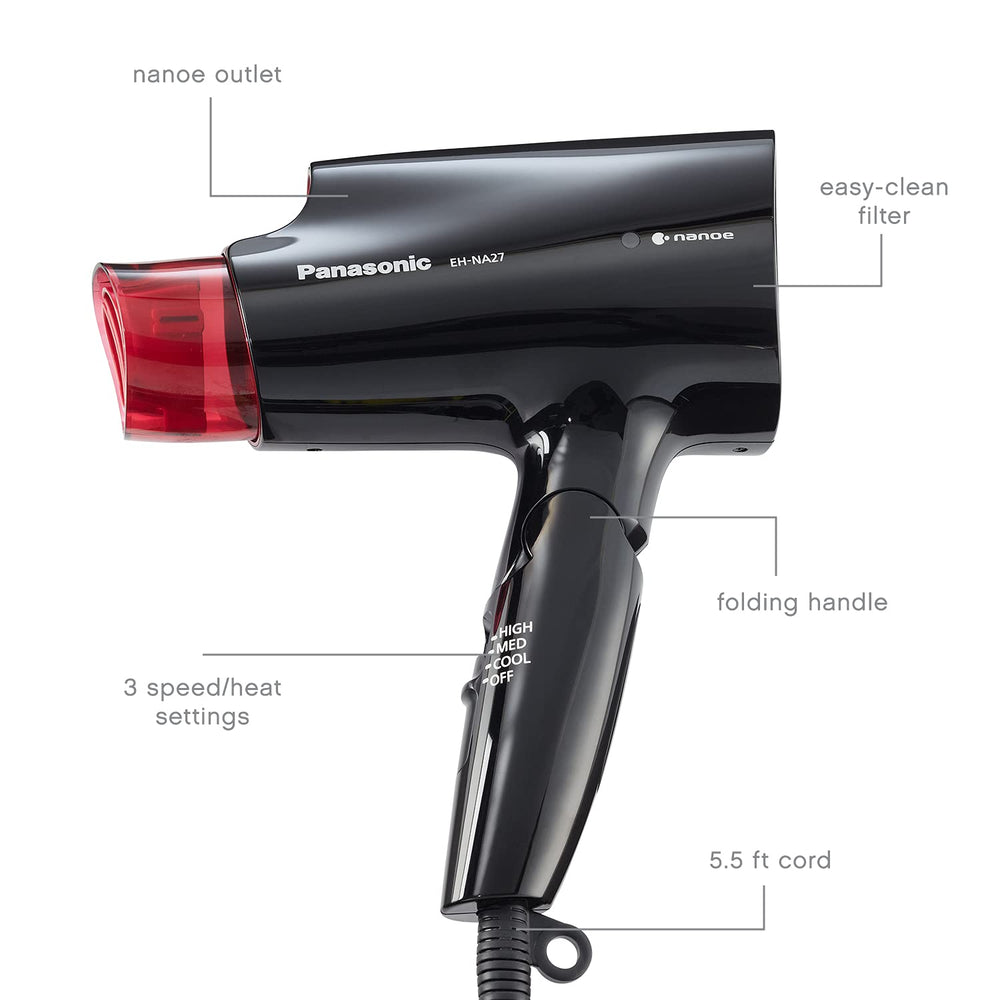 Panasonic EH-NA27-K two-speed settings tailor airflow to your hair.