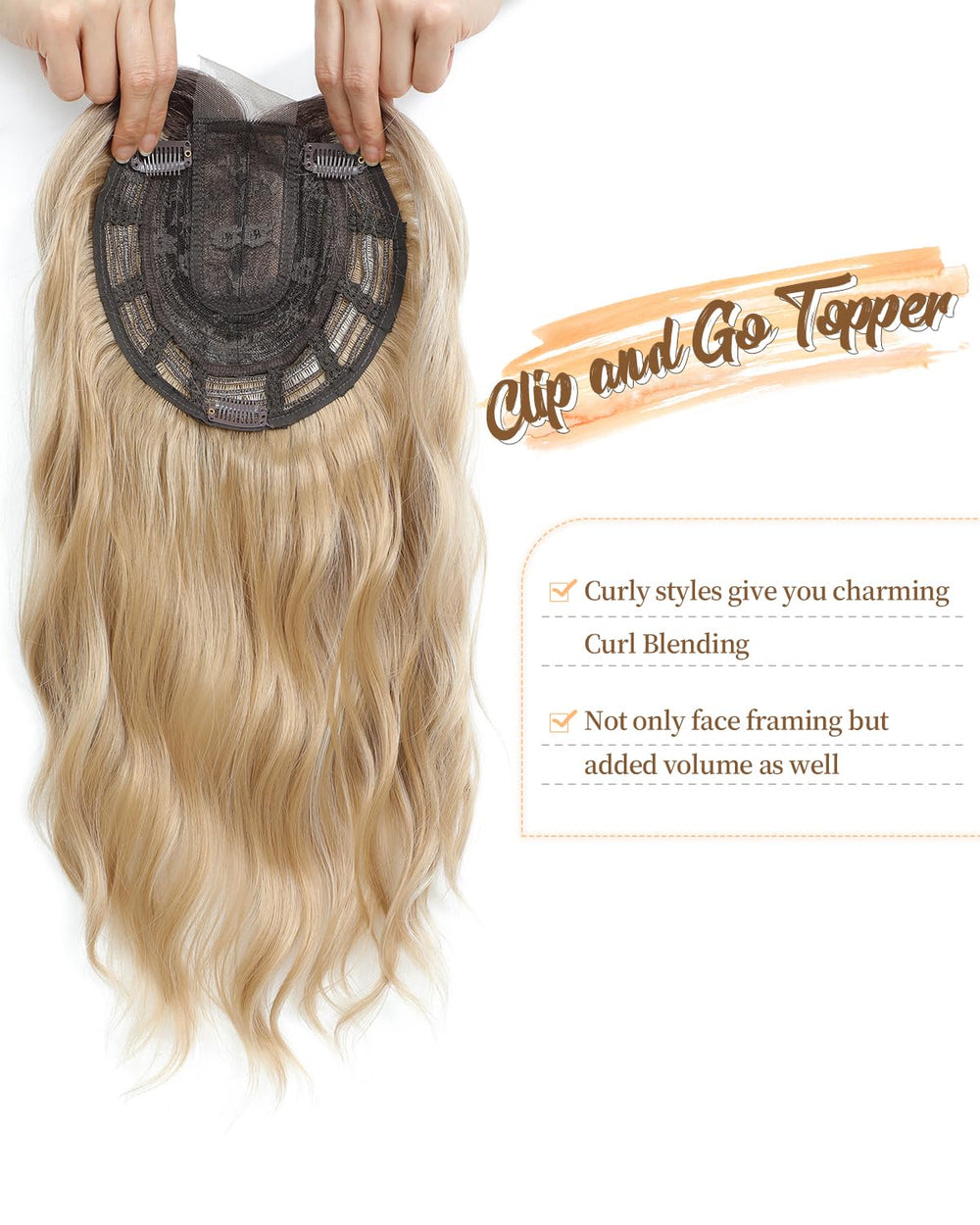 Paneway 16inch topper bangs natural hairline creates fuller volume without glue.