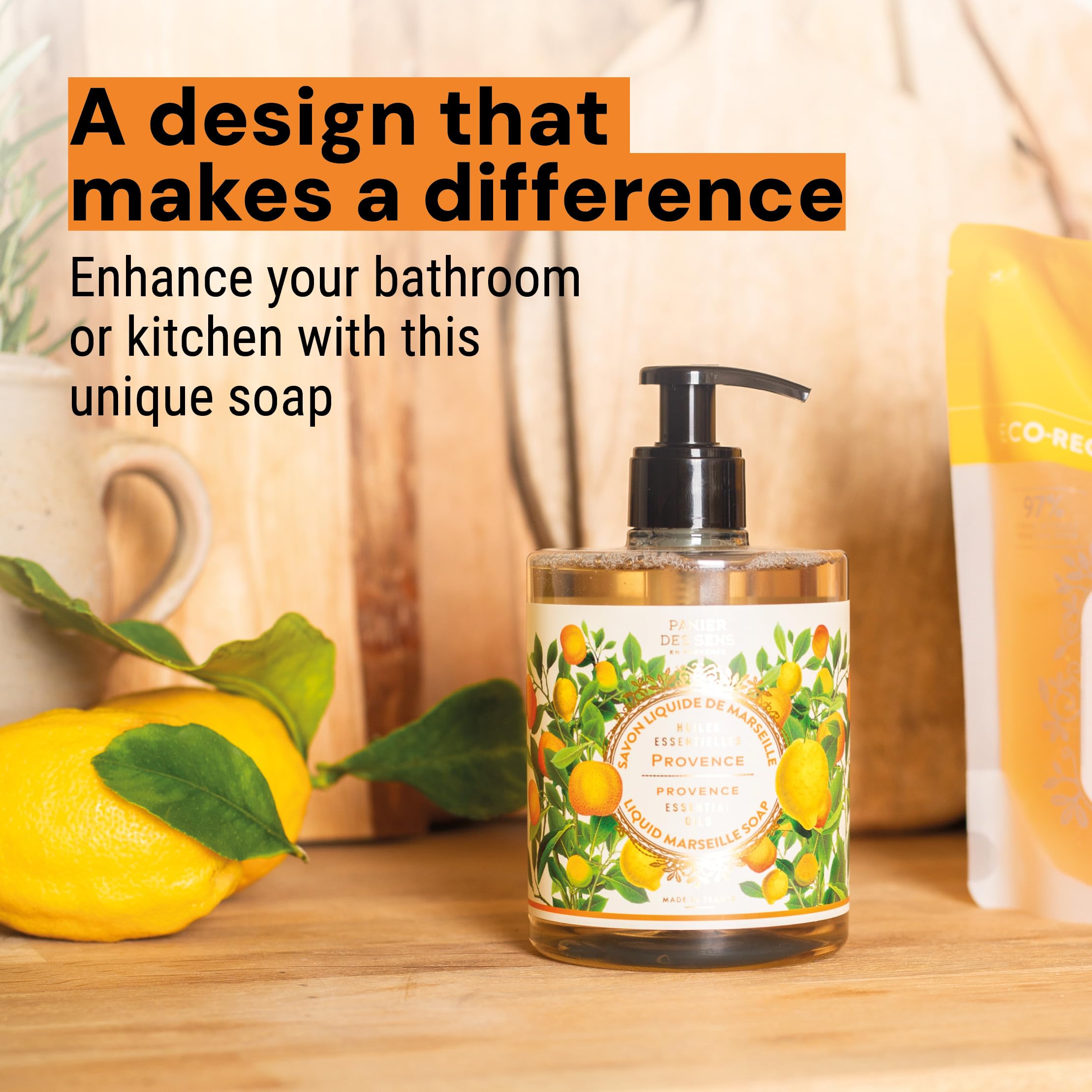 Kitchen sink with Panier des Sens hand soap for routine cleansing.