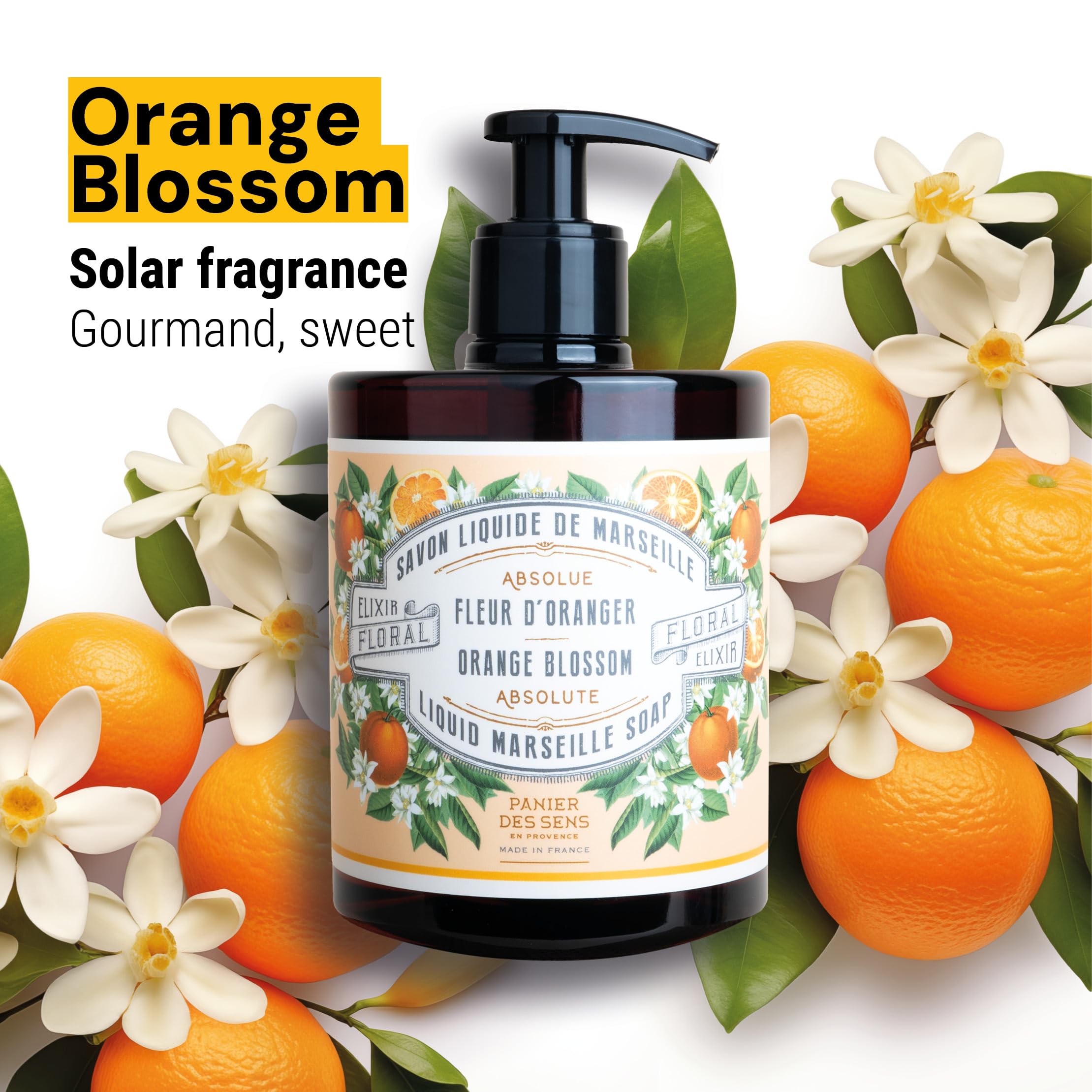 Panier des Sens orange blossom foam lather for soft hands.