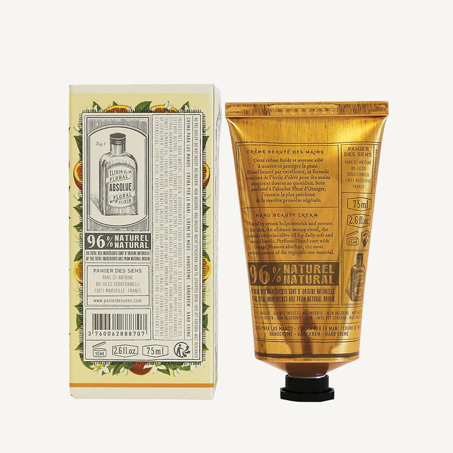 Presentación de 75 ml Panier des Sens crema de manos tamaño práctico