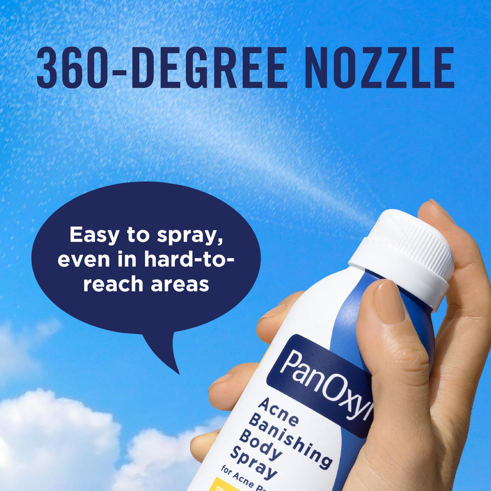 Aplicación en zonas difíciles como espalda con PanOxyl. 