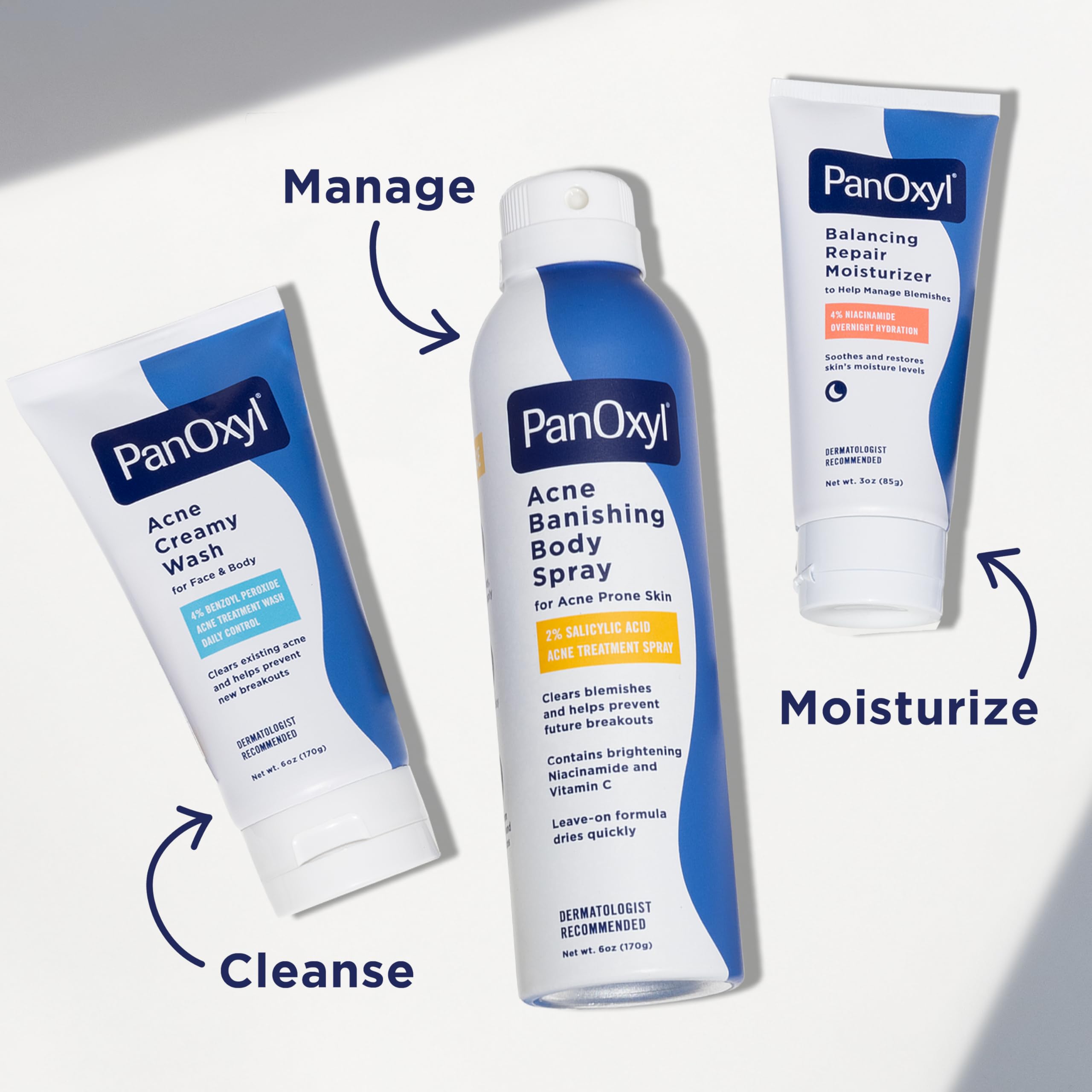Botella PanOxyl de 6 onzas lista para el cuidado corporal.