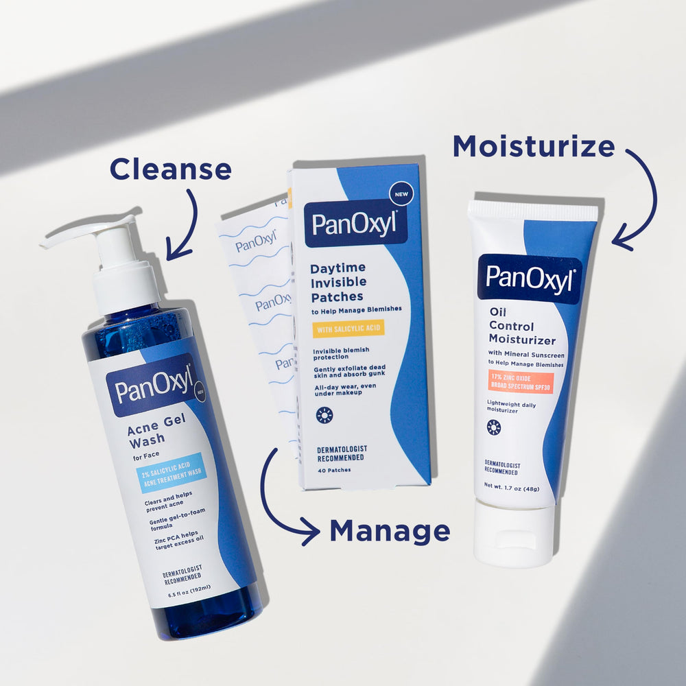 Open box of PanOxyl Daytime Invisible Patches showing two sizes