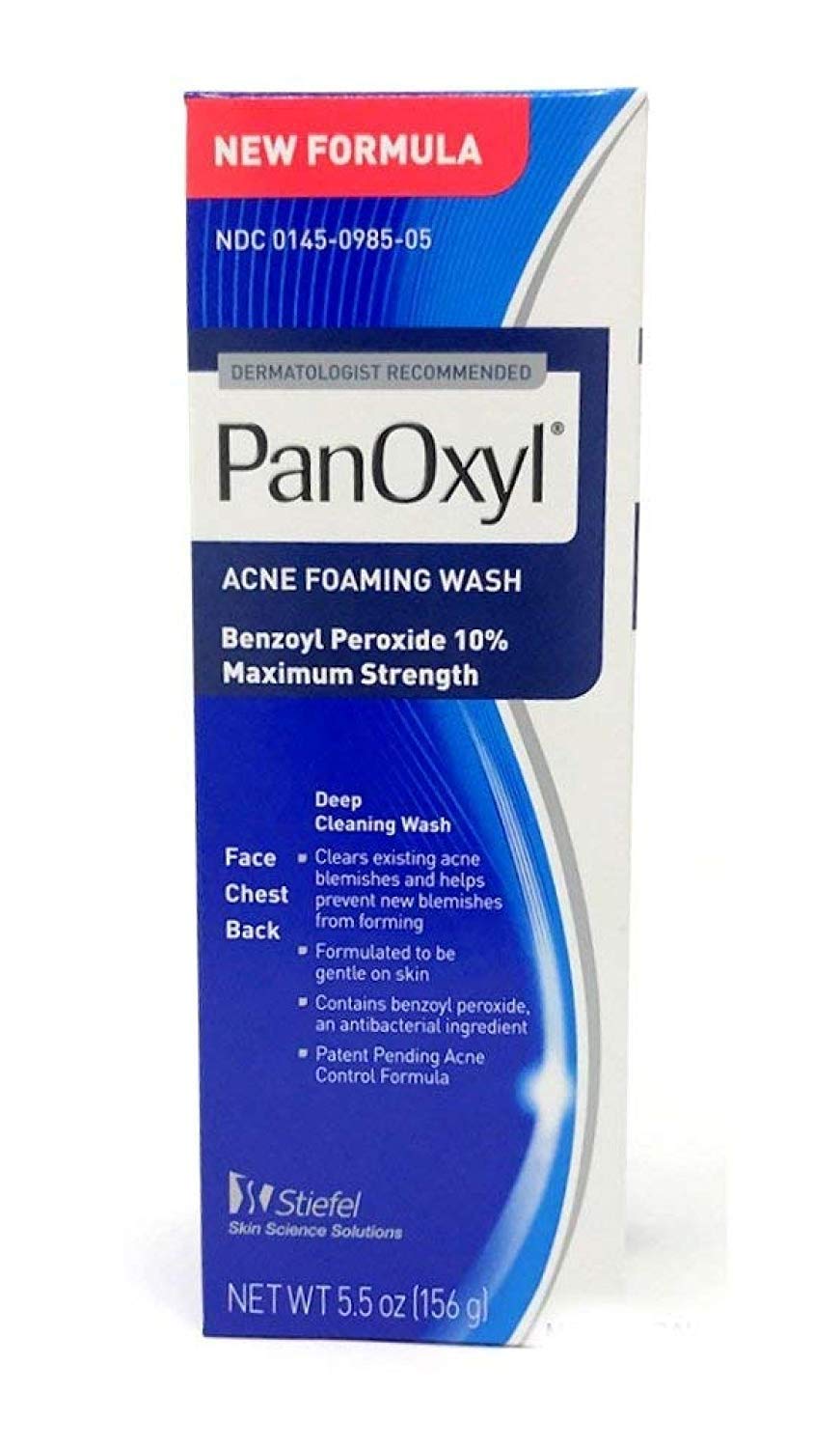 PanOxyl: botella de lavado espumoso antiacné, limpia poros y controla la grasa.
