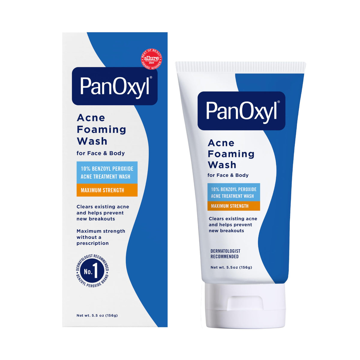 PanOxyl 10% peróxido de benzoilo, frasco para uso diario en piel propensa al acné.