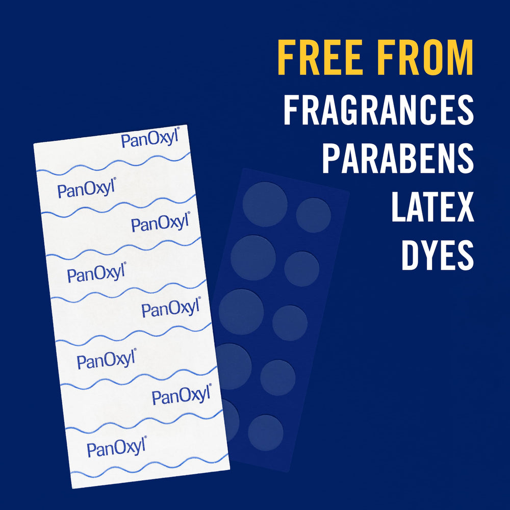 PanOxyl PM Overnight Spot Patches, sin fragancia, opción suave para irritaciones mínimas.