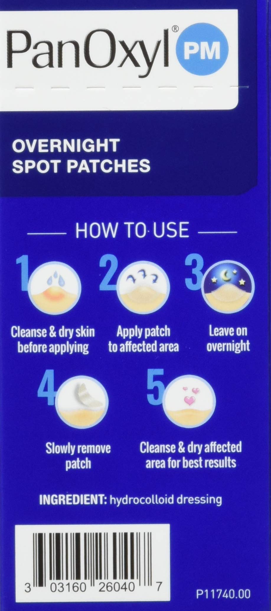 PanOxyl PM parche nocturno de 12mm funciona para granos más grandes al dormir.