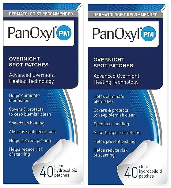 PanOxyl PM parches nocturnos: empaque con dos unidades para uso durante la noche.