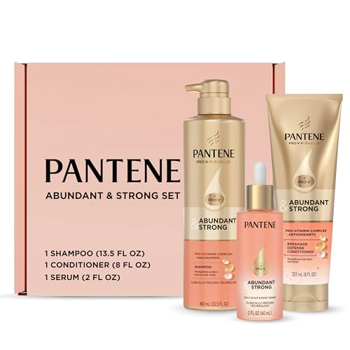 Pantene Abundant & Strong regimen graphic emphasizing anti-breakage benefits.