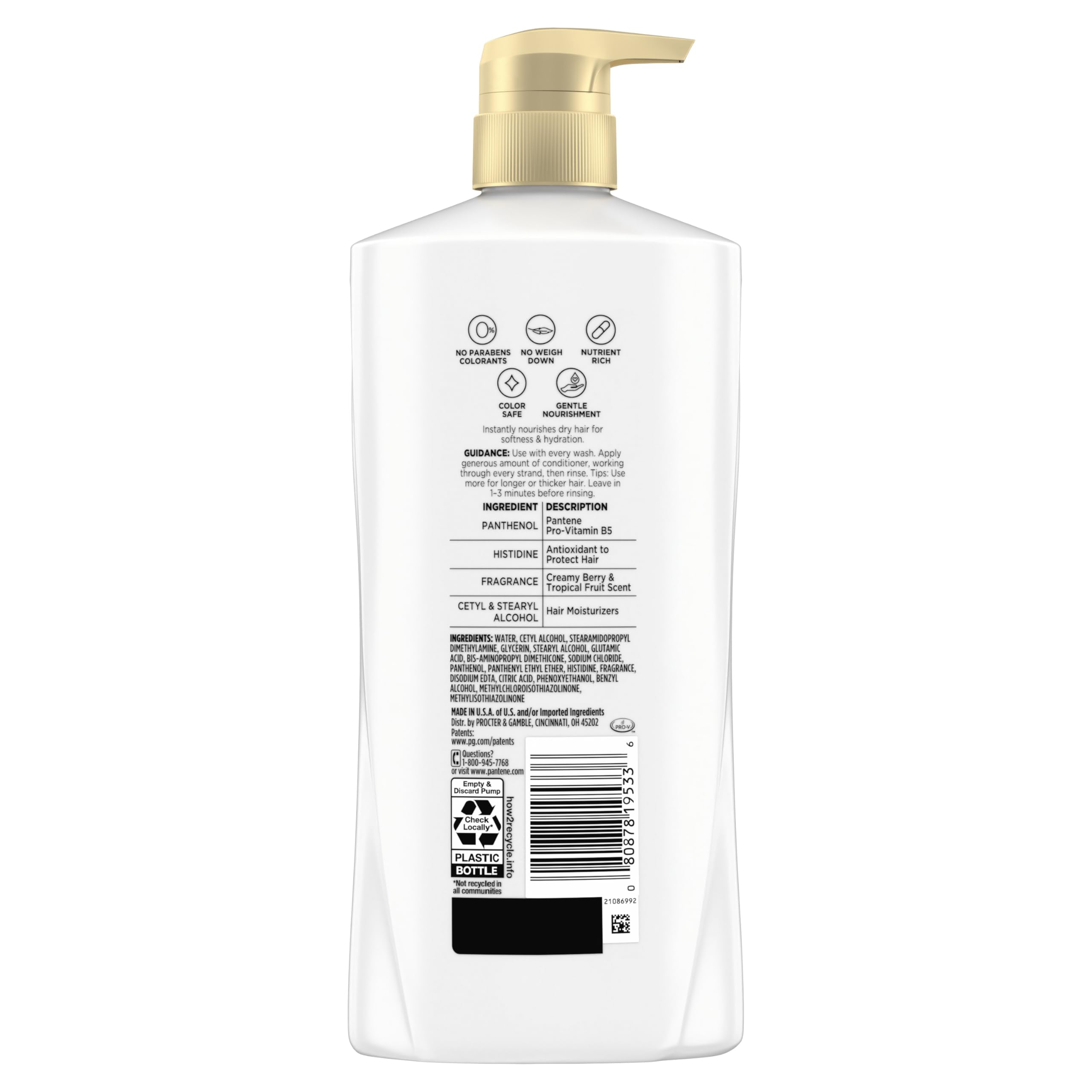 Pantene Acondicionador sin parabenos ni colorantes: opción suave para cabello teñido.