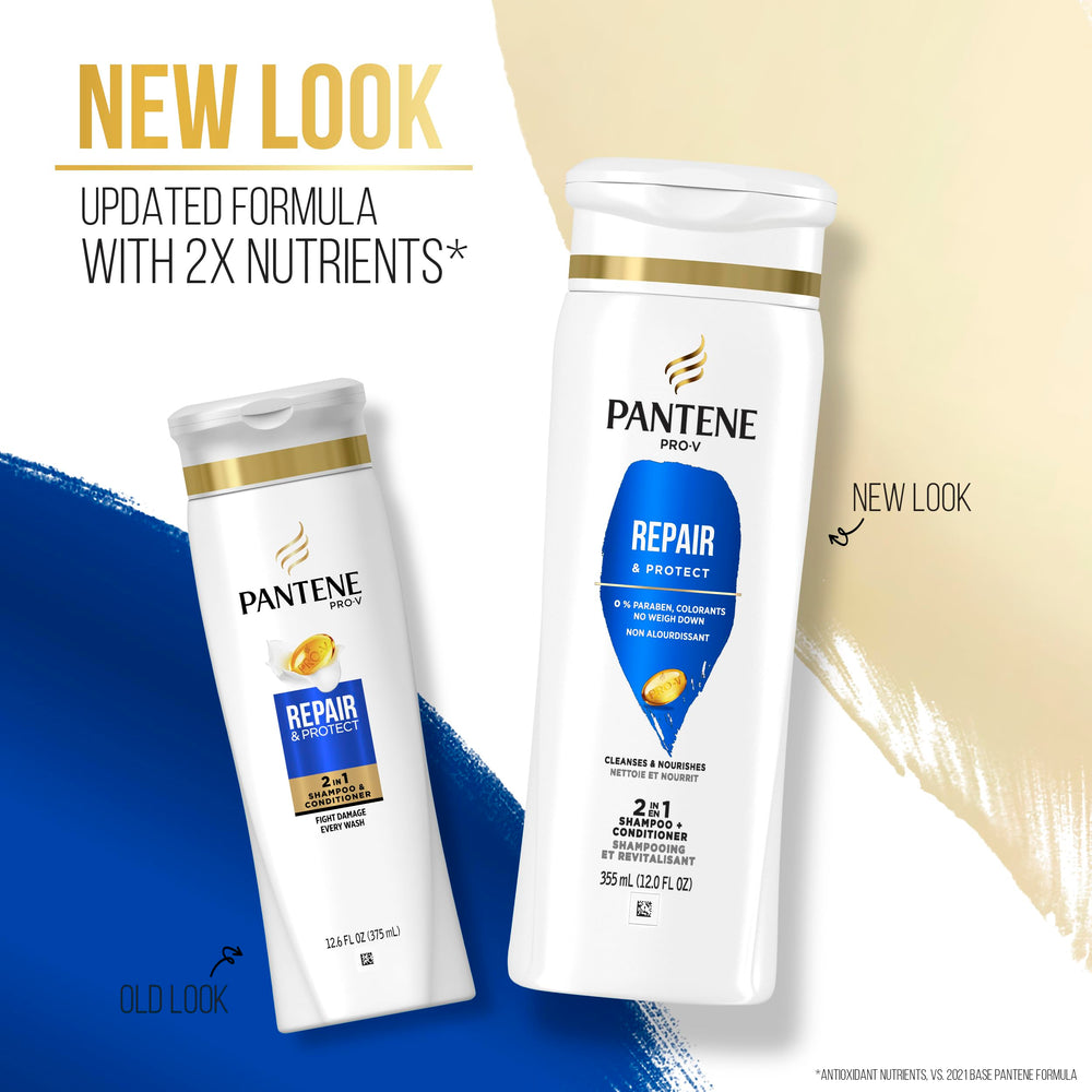 Pantene 2 en 1, brillo visible y cabello suave al instante.
