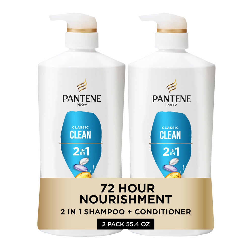 Pantene Classic Clean 2-in-1 bottle front highlighting brand and product