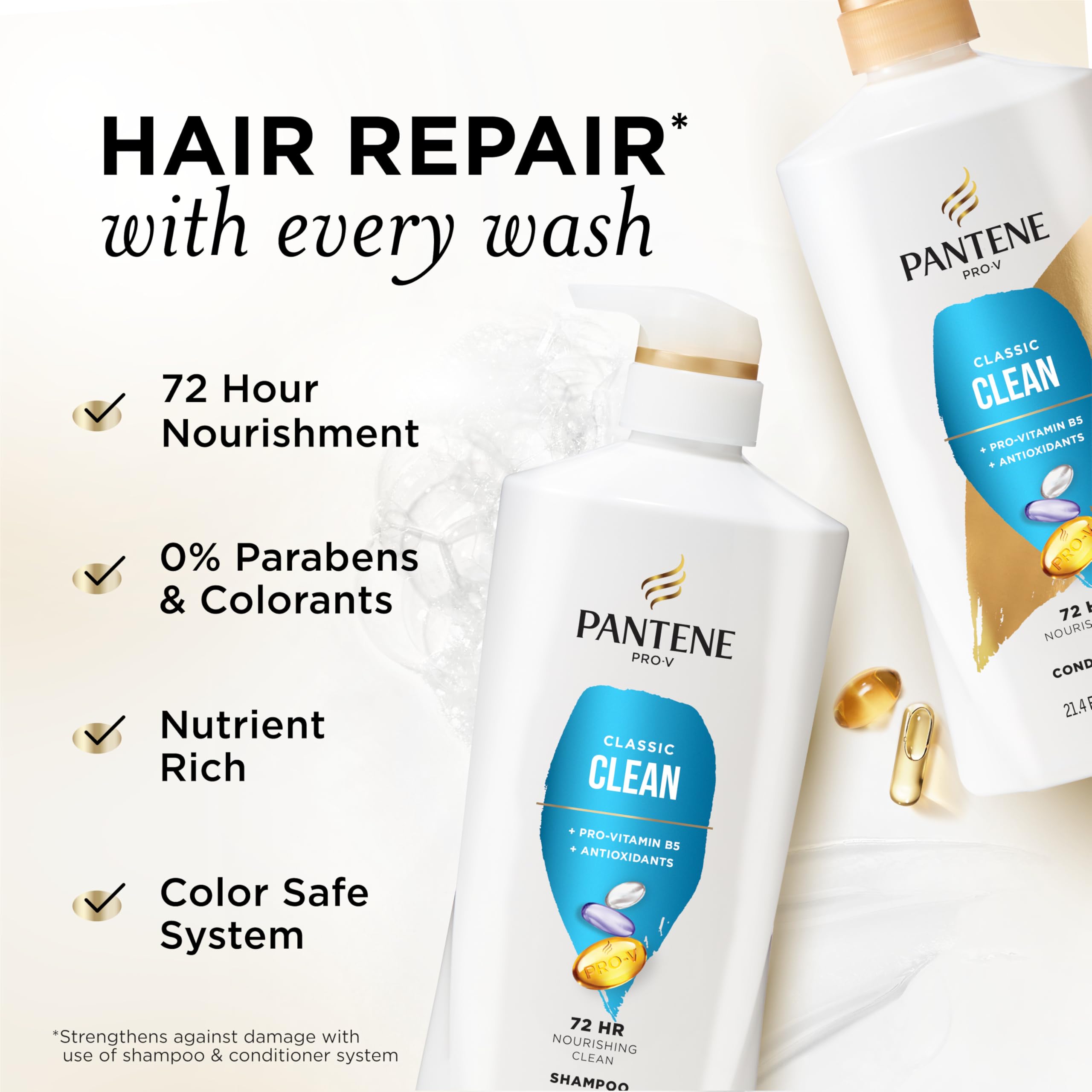 Pantene Classic Clean acondicionador en botella, cabello más manejable tras el lavado
