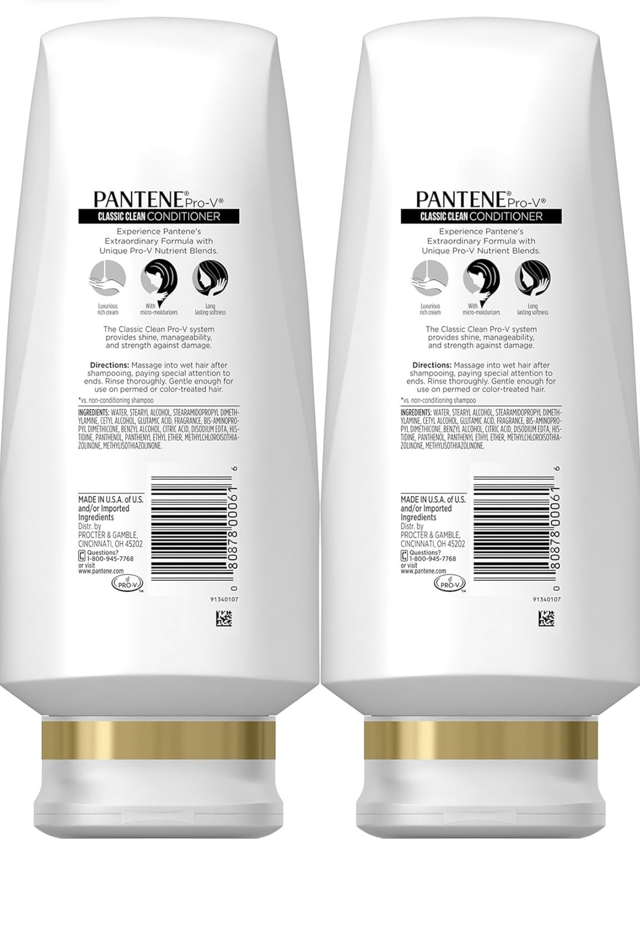 Pantene Classic Clean Conditioner creamy texture applied to hair for daily hydration.