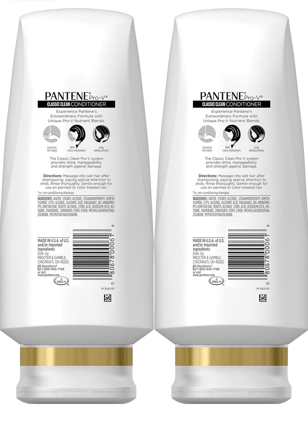 Pantene Classic Clean Conditioner creamy texture applied to hair for daily hydration.
