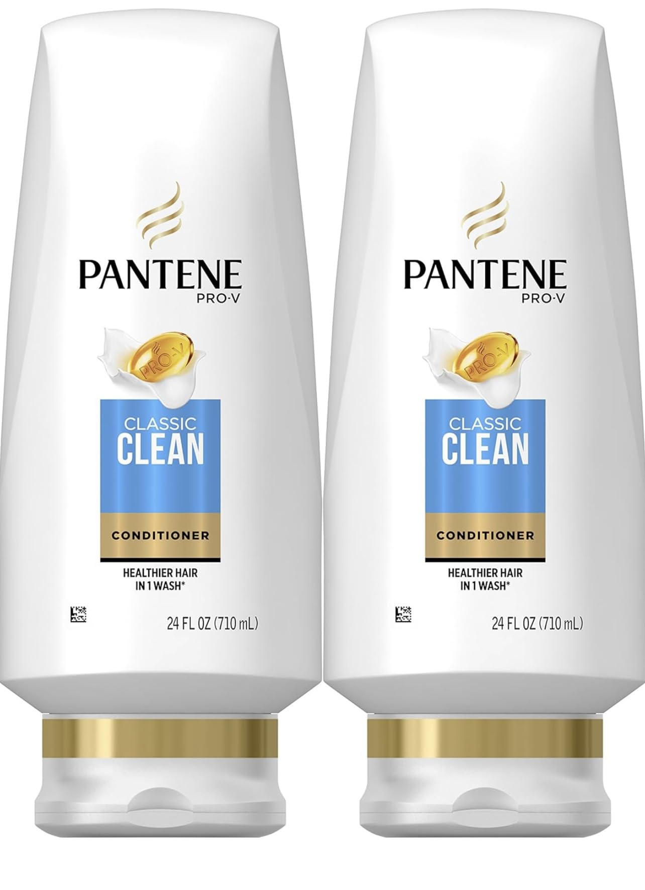 Pantene Classic Clean Conditioner dual-pack bottles for daily moisturizing and shine.
