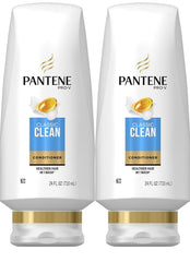 Pantene Classic Clean Conditioner dual-pack bottles for daily moisturizing and shine.
