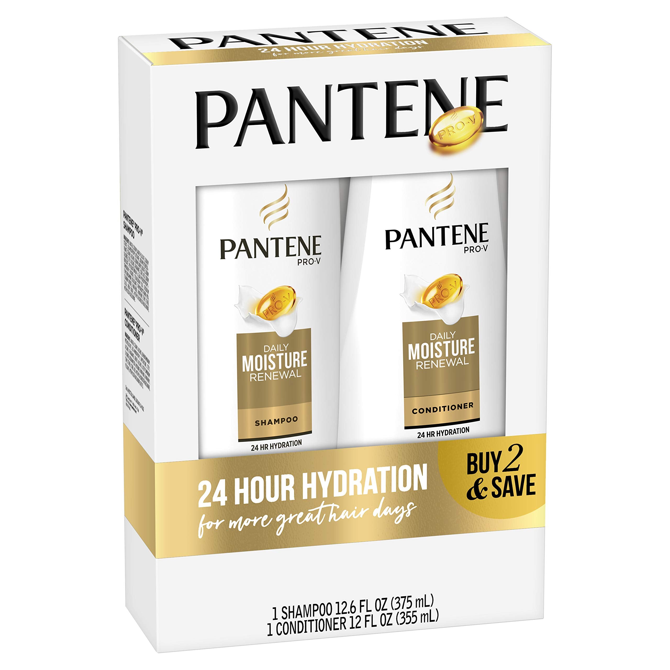 Pantene Daily Moisture Renewal shampoo close-up highlighting gentle cleansing.