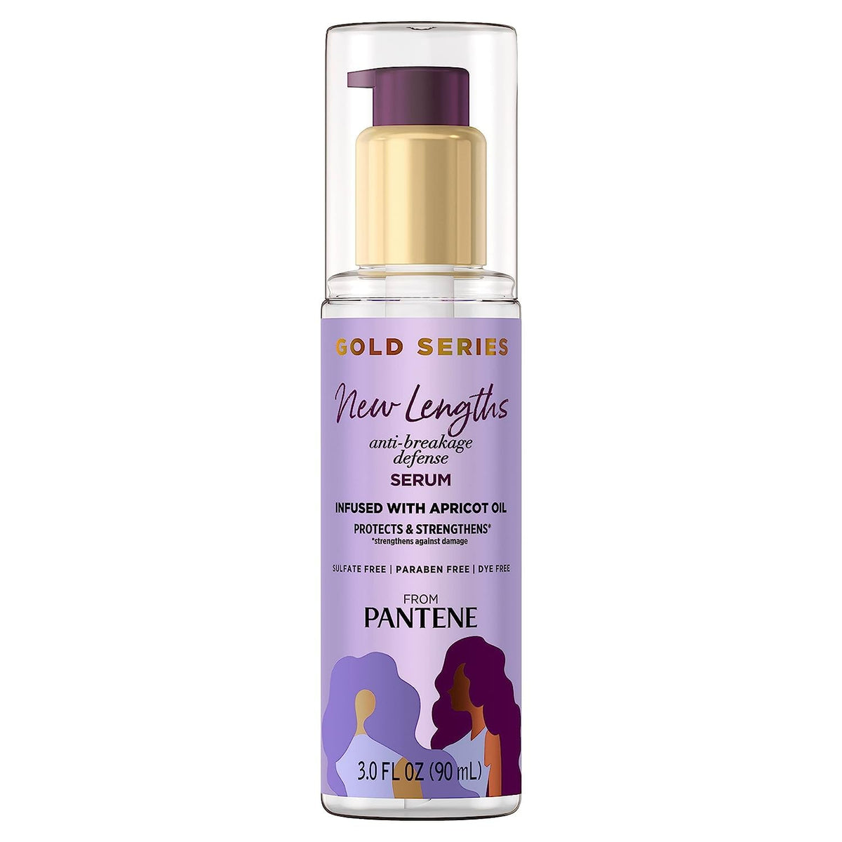 Pantene Gold Series New Lengths Serum bottle with apricot oil for smoother, stronger hair
