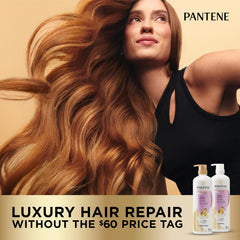 Pantene Infinite Lengths Conditioner in shower, ready to rinse for smoother hair.