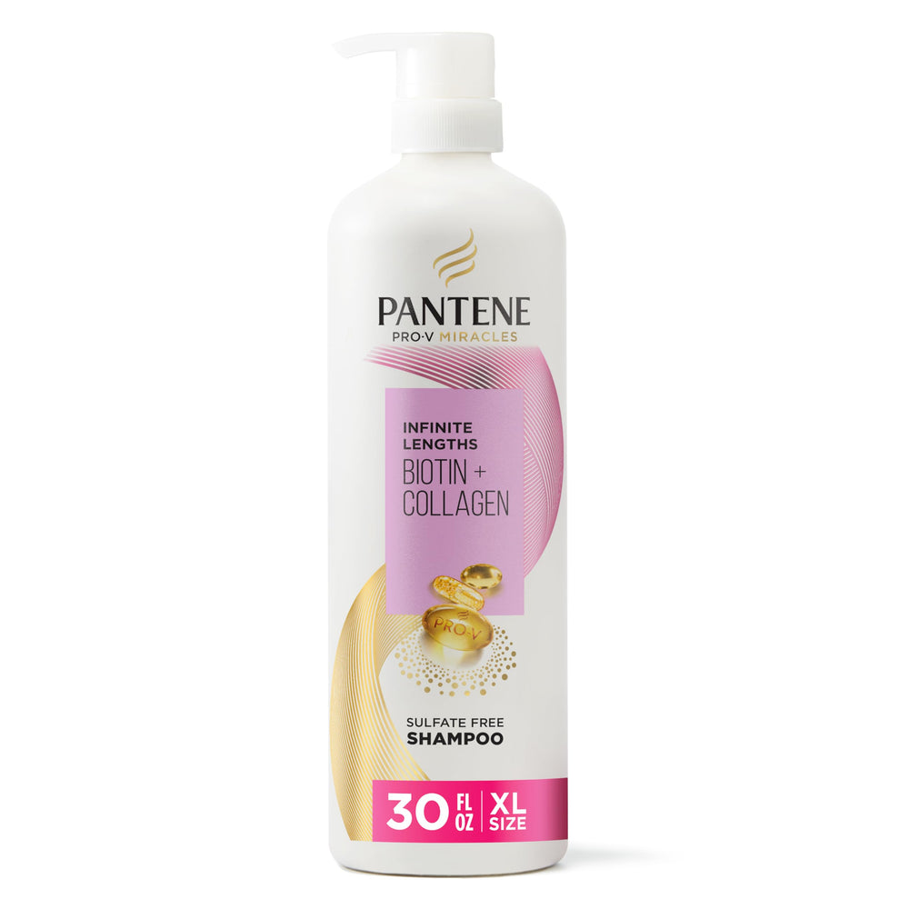Pantene Infinite Lengths Shampoo botella visible, ideal para fortalecer mechones para crecer largos