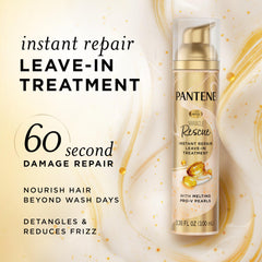 Pantene Milagro Rescate: perlas derretidas mezclándose para nutrir profundamente el cabello.