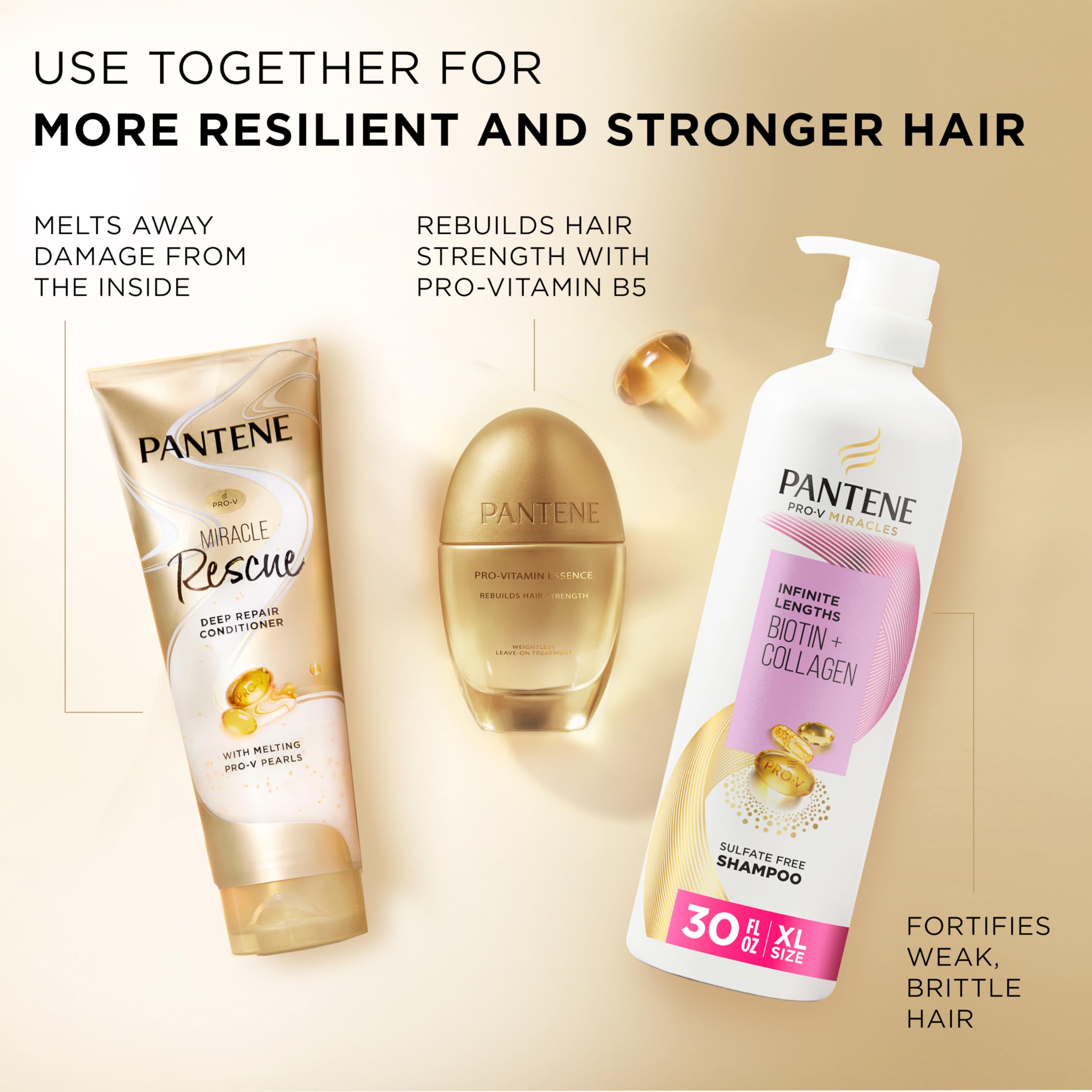 Cabello con brillo y suavidad tras una sola pasada de Pantene Miracle Rescue