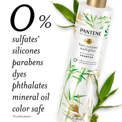 Pantene bamboo shampoo ingredient panel highlights a clean formula.