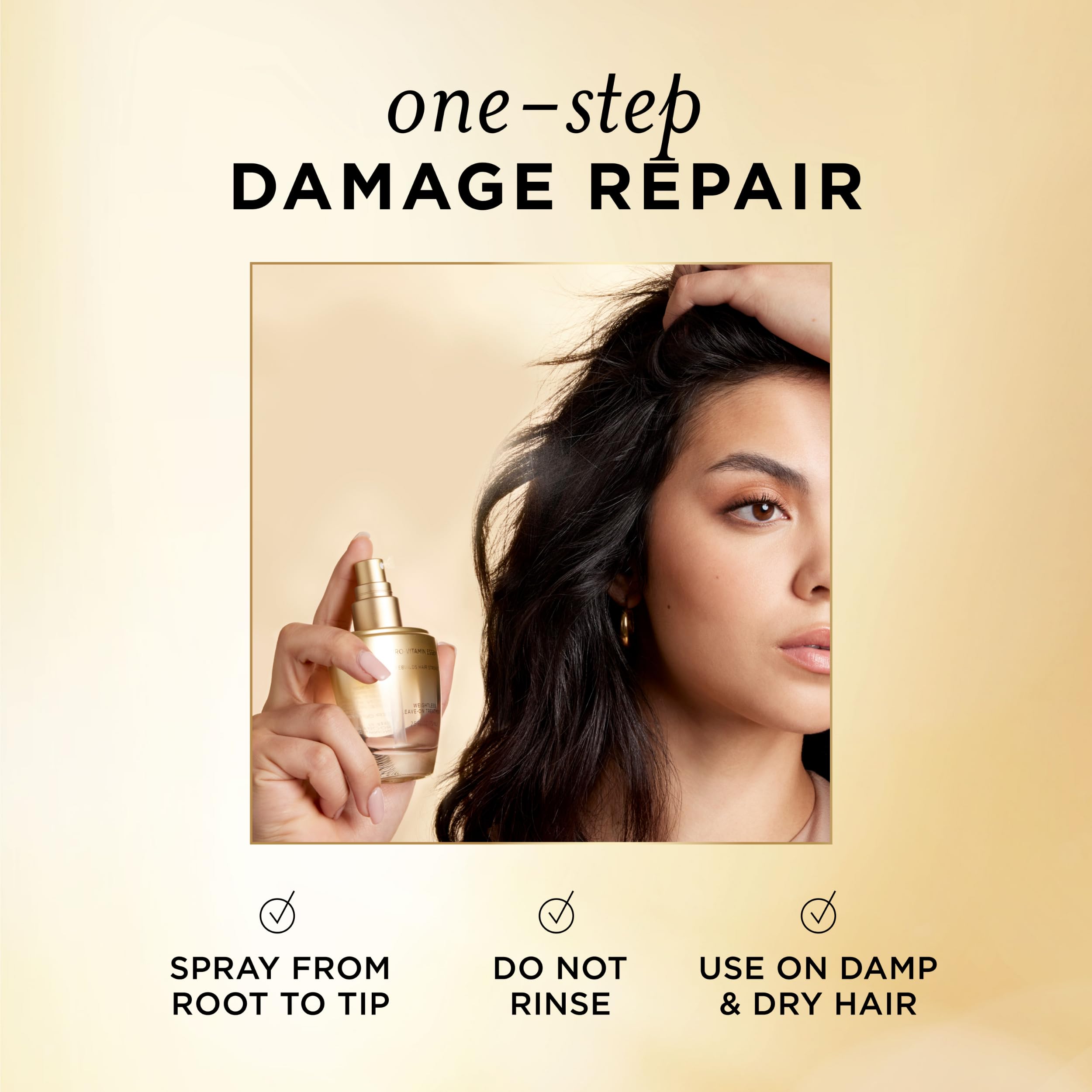 Pantene Pro-Vitamin Essence leave-in mist provides weightless nourishment.